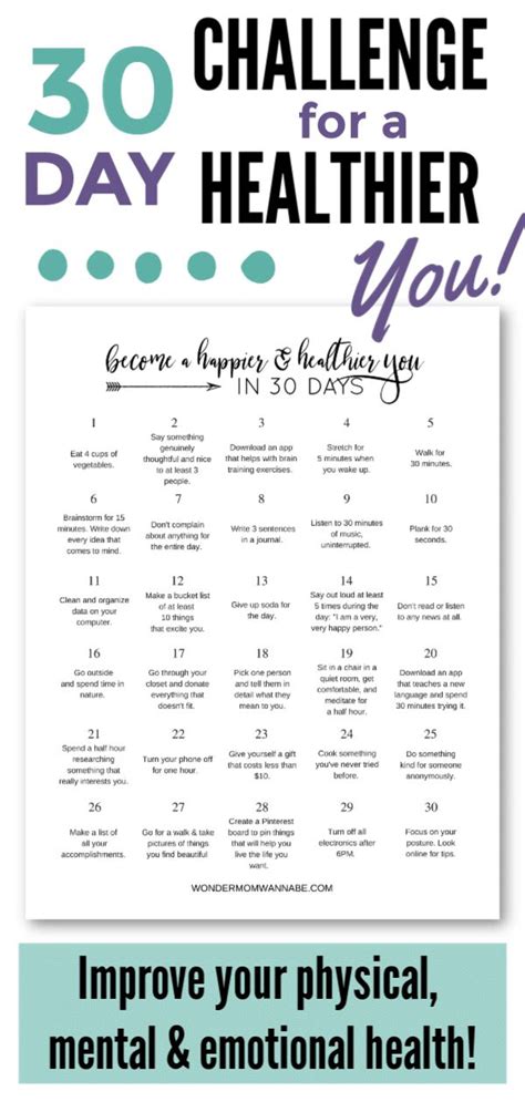 30 Day Challenge For A Healthier You In 2020 With Images Healthy Habits Challenge Healthy
