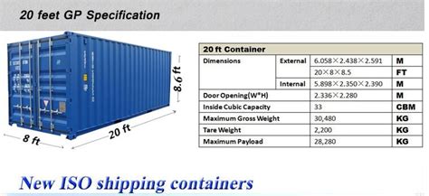 Iso Standard 20 Ft Container Dimensions Buy 20 Ft Container