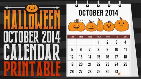 Halloween October 2014 Calendar Printable Printablee