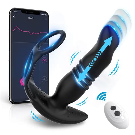 Telescopic Anal Vibrator For Man Delay Ejaculation Penis Ring Sex Toys For Men Gay Butt Plug