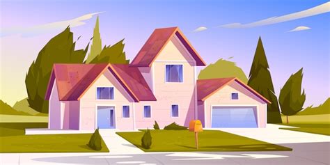 Suburban House Illustration Free Vector