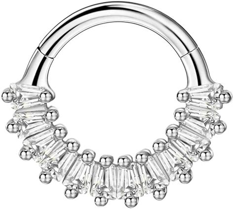 Fansing 16g 8mm10mm Septum Jewelry Daith Jewelry 316l Surgical Steel Cubic Zirconia
