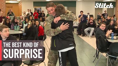 Soldier Returns After Three Years Surprises Younger Brother At School