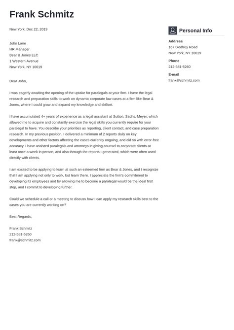 Legal Cover Letter Examples And Ready To Use Template