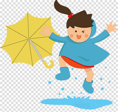 Raining Day Raining Umbrella Clipart Cartoon Character Line