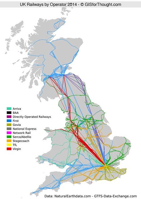Uk Rail Network Visualized By Operator Gisforthought