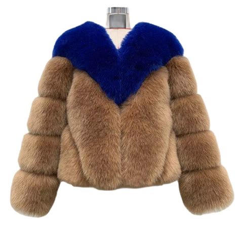 2021 Winter New Fashion Colorful Women Faux Fox Fur Coat Female Fluffy