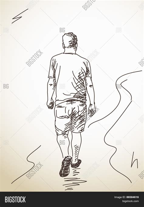 Sketch Walking Man Vector And Photo Free Trial Bigstock