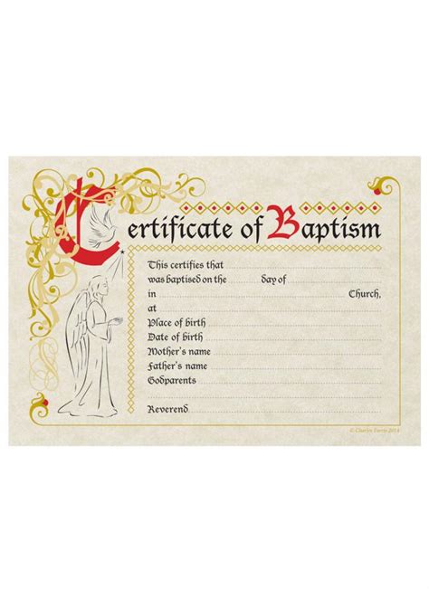 New Baptismal Certificates Old English Design With Envelopes Pack Of 25 Church Supplies