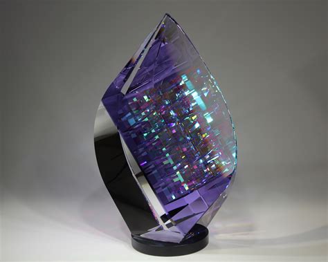 Purple Phoenix Crystal Glass Sculpture By Fine Art Glass