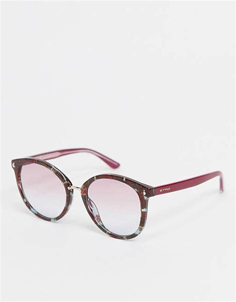 Etro Round Sunglasses In Red Marble Asos