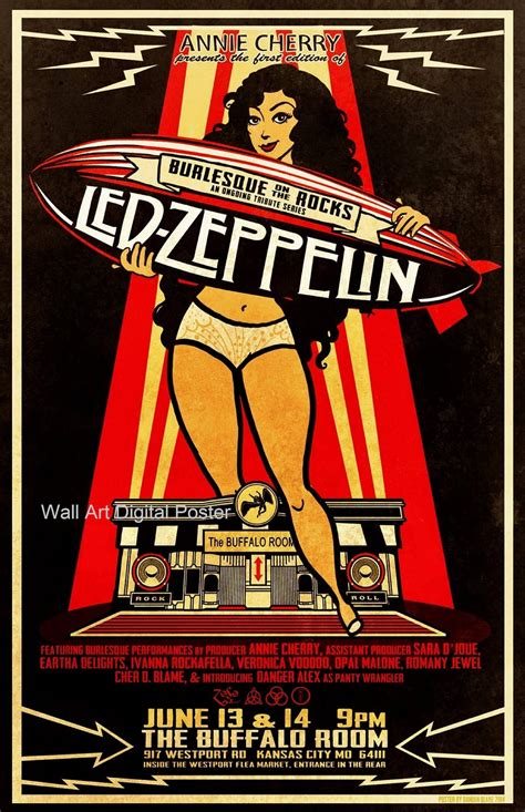 Led Zeppelin Rock Concert Poster Rock Music Poster Wall Art Etsy