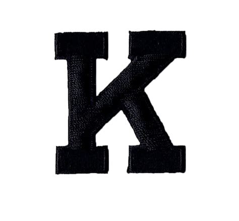 Alphabet Letter K Color Black 2 Block Style Iron On