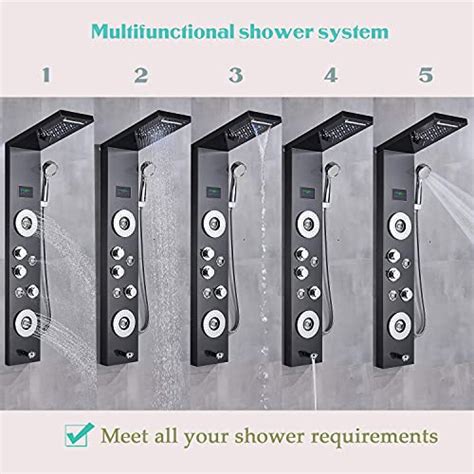 AlenArt Wall Mounted Bathroom Shower Panel Tower System LED Rainfall