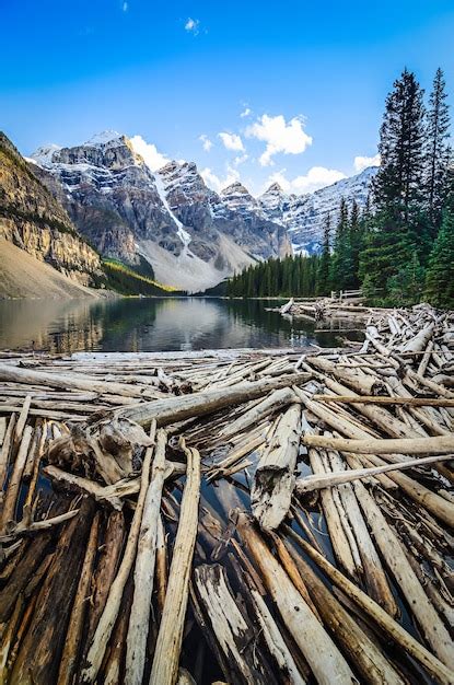 Premium Photo Landscape View Of Moraine Lake And Mountais In Canadian