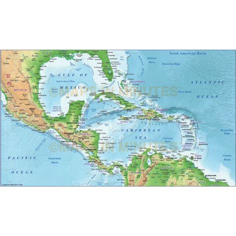 Buy Digital Central America Political Map With High Res Land And Ocean
