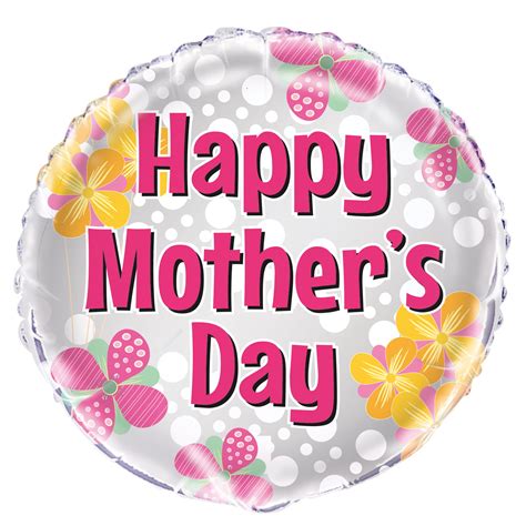 Foil Dots And Flowers Happy Mothers Day Balloon 18 In 1ct