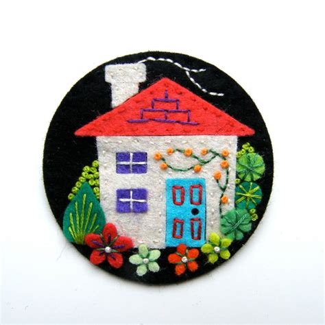 Items Similar To Home Sweet Home Felt Brooch Pin With Freeform