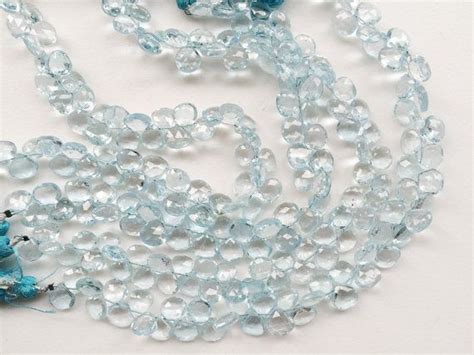 Swiss Blue Topaz Beads Blue Topaz Faceted Heart By Gemsforjewels Wear