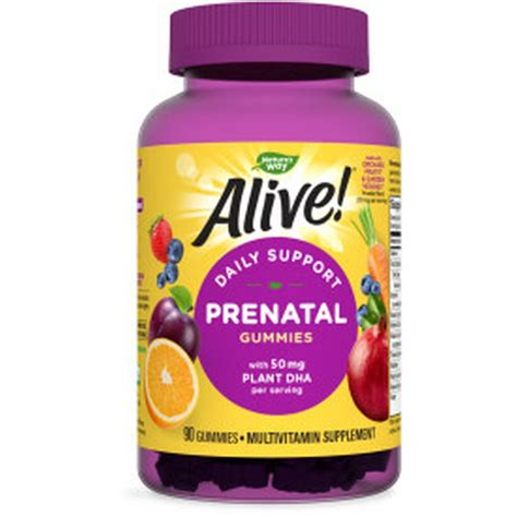 Alive Prenatal Gummy Vitamins With Plant Dha Multivitamin Supplement