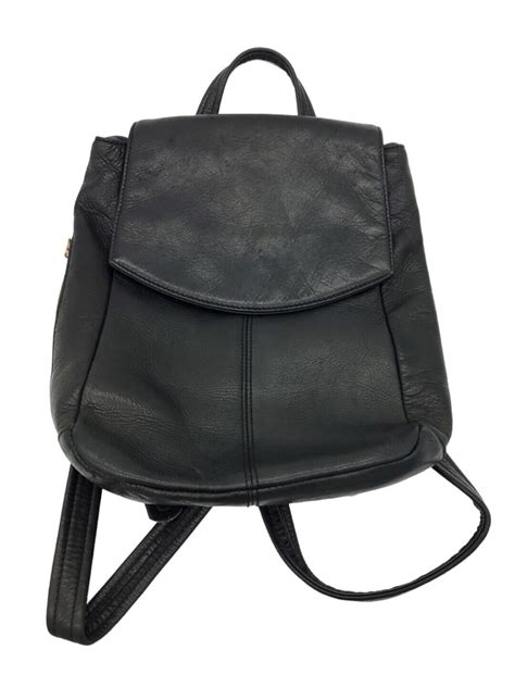 Tignanello Vintage Black Leather Backpack Bag Gem