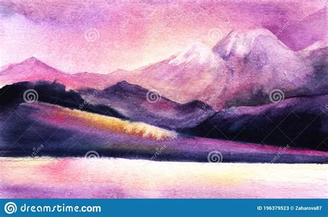 Abstract Watercolor Background In Lilac And Purple Tones Romantic