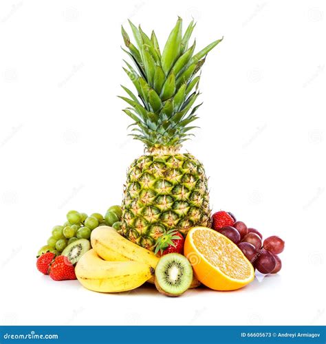 Fruit On A White Background Stock Image Image Of Food Natural 66605673