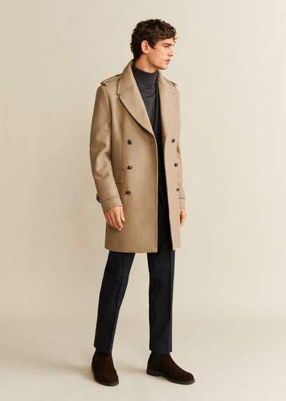 For an outfit that brings function and fashion, pair a camel overcoat with navy skinny jeans. Double-breasted wool tailored coat - Men (With images ...