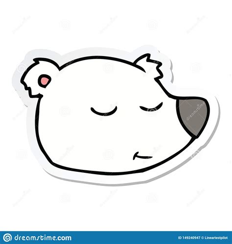Sticker Of A Cartoon Polar Bear Face Stock Vector