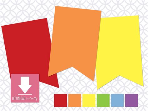 Printable Pennant Banner That Includes 6 Colors Rainbow Etsy