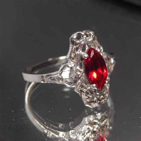 Vintage Sterling Ruby Gemstone Ring Sz M By Hiptrends On