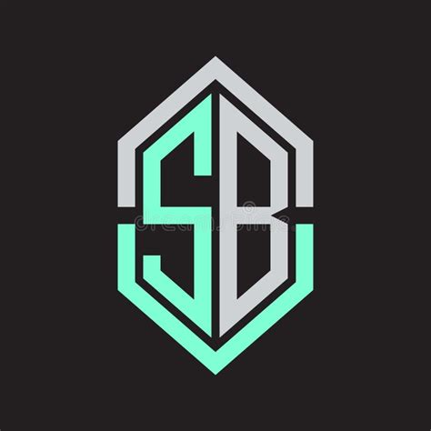 Sb Logo Monogram With Hexagon Shape And Outline Slice Style Stock