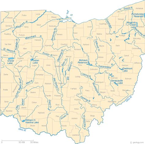Rivers In Ohio Map Tourist Map Of English