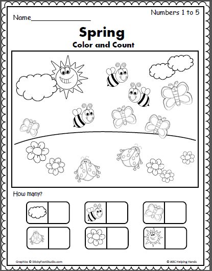 Free Spring Counting 1 To 5 Worksheet Made By Teachers Kindergarten
