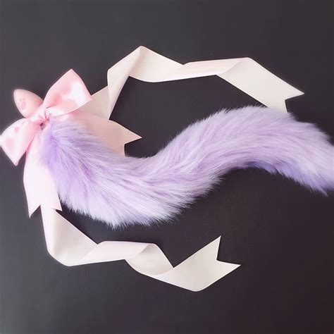 100handmade Lovely Japanese Soft Fox Tail Bow Silicone Butt Anal Plug Erotic Cosplay