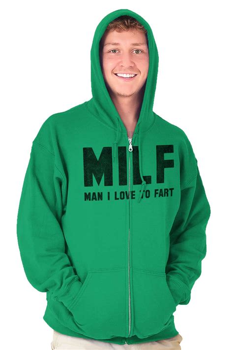 Milf Man Love To Fart Funny Novelty T Mens Zip Hoodie Jacket