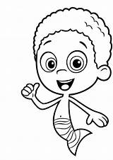 Goby Coloring Bubble Guppies Cartoon Coloringonly Printable sketch template