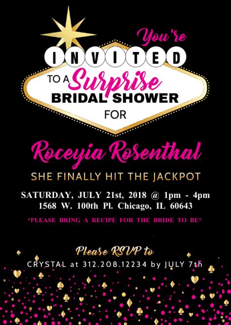 Vegas Theme Bridal Shower Bachelorette Party Invitation Template Postermywall