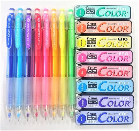 Pilot Color Eno 07mm Automatic Mechanical Pencil 8 Color And 07mm Lead