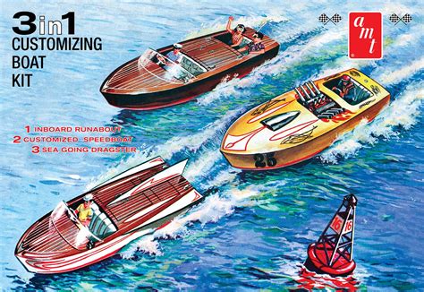 Amt Inboard Runabout Speed Boat Sea Dragster In Customizing Model Kit Nave
