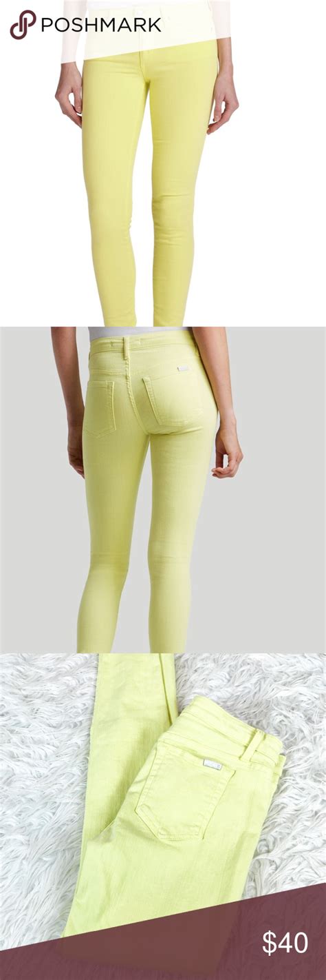 Joes Flawless Mid Rise Yellow Lemon Skinny Jeans Length Inseam