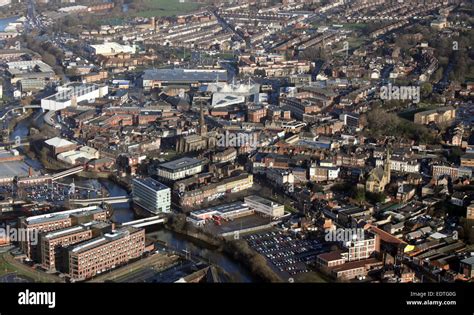 Aerial View Of The South Yorkshire Town Of Rotherham Uk Stock Photo