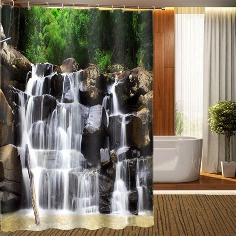 Stone Waterfall Shower Curtain 3d Photo Shower Printing Personalized