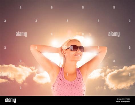 Blonde Woman Enjoying Sunbathing Stock Photo Alamy