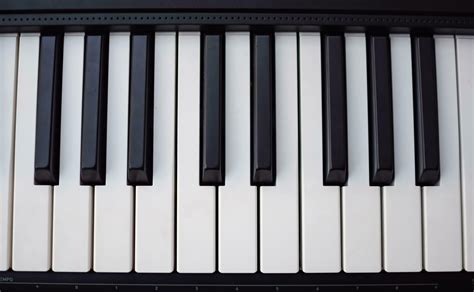 Close-up of piano keys. Piano black and white keys and Piano keyboard