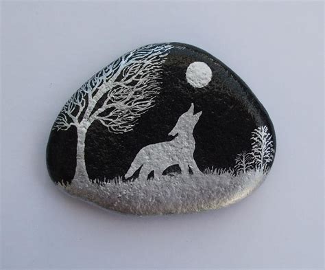 Wolf Painting Rock Art Wolf T Painted Stone Hand Painted Pebble