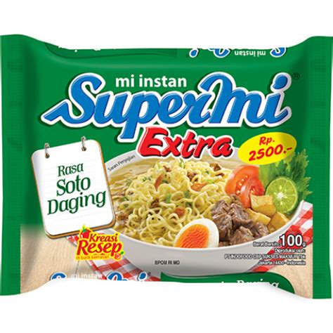 Supermi Mie Rebus Extra Rasa Soto Daging 100gr Jumbo Super Center