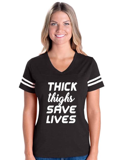 Moms Favorite Womens Thick Thighs Save Lives Football V Neck T Shirt