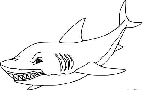 Simple Megalodon Shark Coloring Page Printable