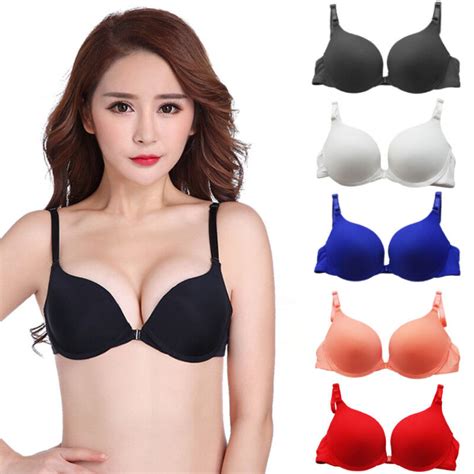 Women S Aa A B Cup Push Up Bras Front Closure Plunge Bra Deep V